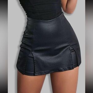 Split Hem High Waisted Pleather Skort Size XXL